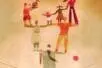 An illustration of a man on a tightrope and people balancing on his arms