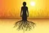 An illustration of a woman's silhouette with roots