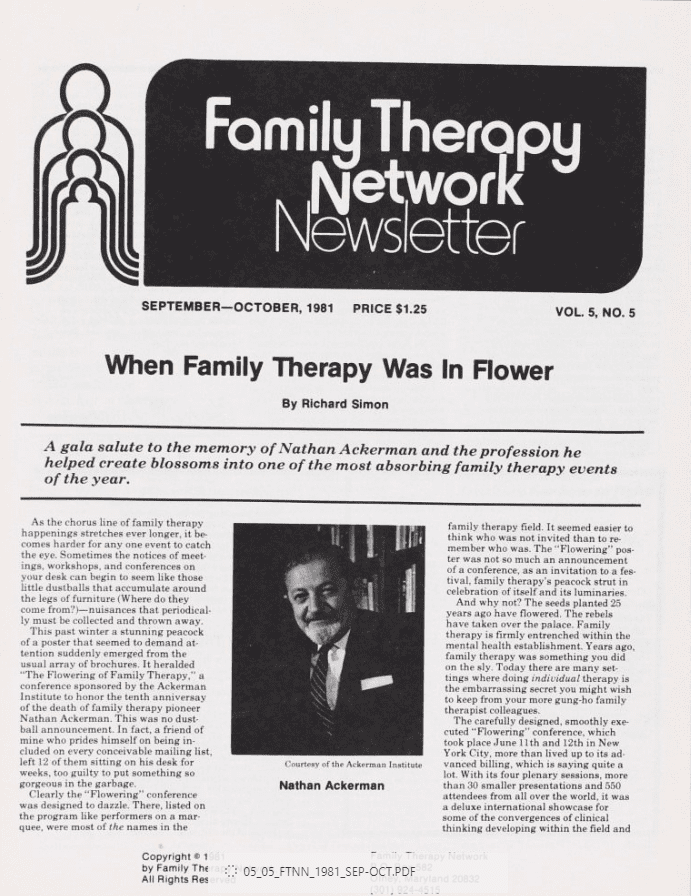Family Therapy Network Newsletter Sep-Oct 1981