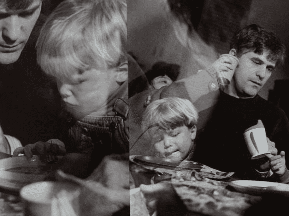 Father feeding his kids