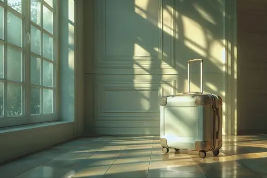 A suitcase in an empty room