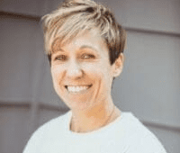 Blonde woman smiling