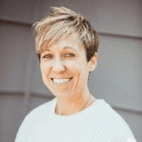 Blonde woman smiling