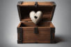 An heart-shaped egg with a hole in it in a chest