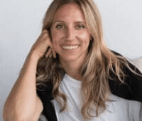 Woman with long blonde hair smiling