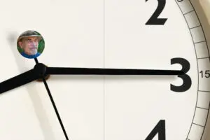 Close-up view of a portion of a clock