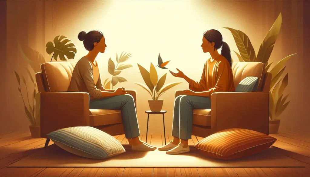 A figurative representation of a shared, safe platonic relationship between a psychotherapist and patient