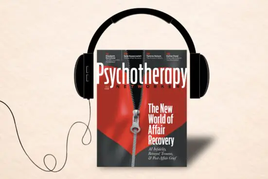 Cover of the May/June 2026 issue cover wearing headphones