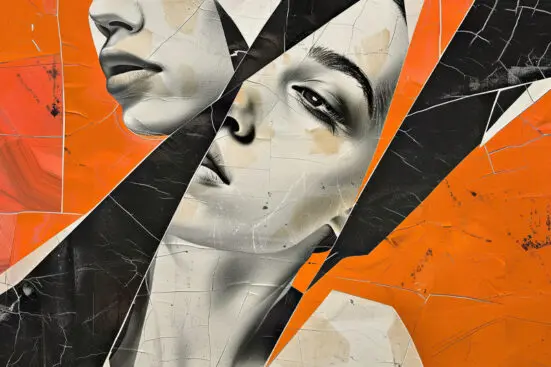 Image of a woman's face divided into shards