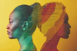 Image of two women's profiles as they face away from each other