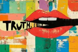 Illustration of a mouth in bold colors with the word Truth coming out of it