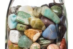 A jar full of polished rocks