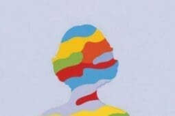 The silhouette of a woman filled in with multiple colors