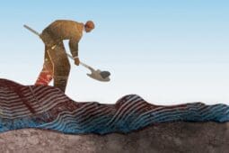 An illustration of a figure digging with a shovel