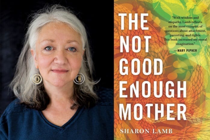 A headshot of a woman and the cover of "The Not Good Enough Mother"