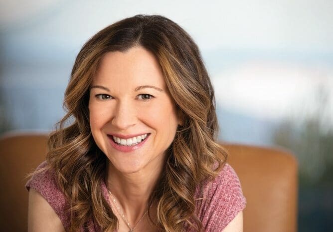 A headshot of a woman