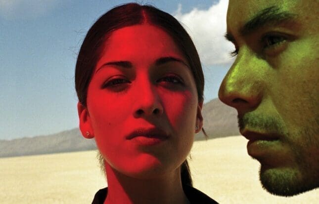 A woman and man