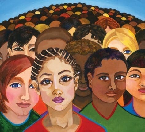 An illustration of a group of diverse young girls