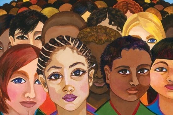 An illustration of a group of diverse young girls