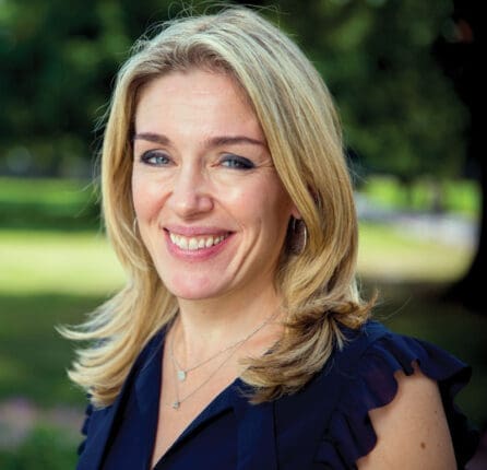 A headshot of a woman