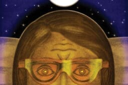 An illustration of a woman's face under the moon