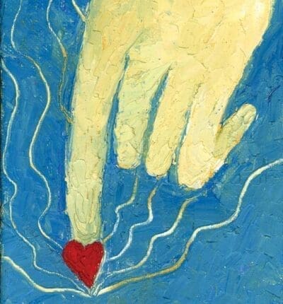 an illustration of a hand with a heart on its finger