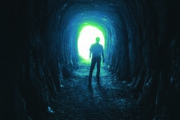 A man in a tunnel