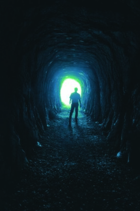 A man in a tunnel