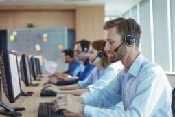 A man working at a call center