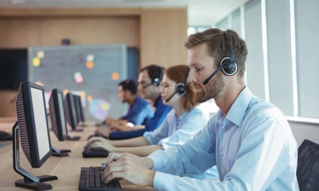 A man working at a call center