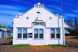 A small town hall building