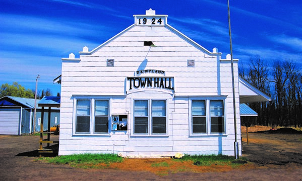 A small town hall building