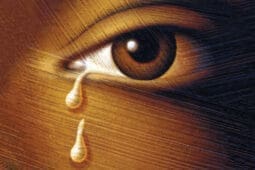 An illustration of an eye with tears