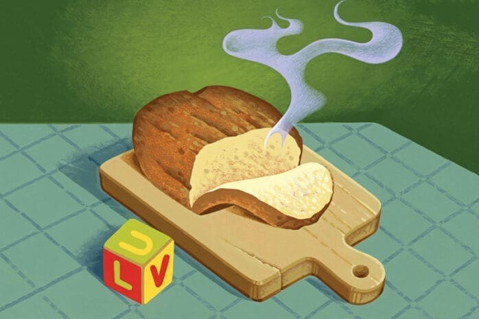 An illustration of steaming bread