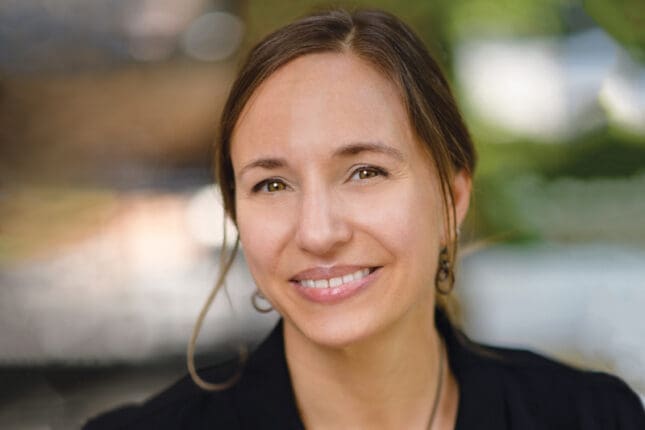 A headshot of a woman