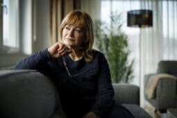 A woman contemplates