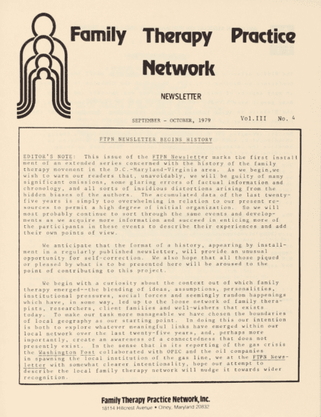 Family Therapy Practice Network Newsletter September-October 1979