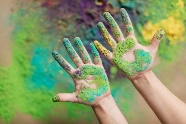 Kids hands with fingerpaint | Photo by Alena Darmel/Pexels