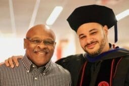 The author Broderick Sawyer (right) with his father (left)