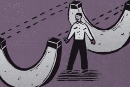 Illustration of a man between two magnets