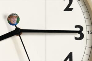 Close-up view of a portion of a clock